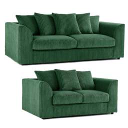 Rackhams Luxor Full Jumbo 3 + 2 Seater Sofa Set - Scatter Back - Green