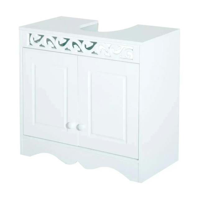 Rackhams Bathroom Under Sink Storage Cabinet 2 Door Wooden Cupboard Vanity Units - image 1