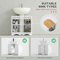 Rackhams Bathroom Under Sink Storage Cabinet 2 Door Wooden Cupboard Vanity Units - thumbnail 4