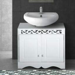 Rackhams Bathroom Under Sink Storage Cabinet 2 Door Wooden Cupboard Vanity Units - thumbnail 2