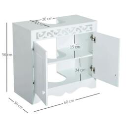 Rackhams Bathroom Under Sink Storage Cabinet 2 Door Wooden Cupboard Vanity Units - thumbnail 3