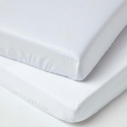 Rackhams Organic Cotton Fitted Cot Sheets 400 Thread Count, 2 Pack - White - thumbnail 1