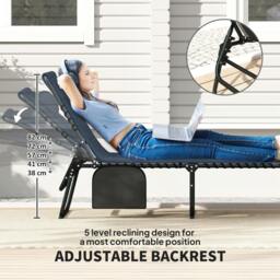 Rackhams Folding Sun Loungers Set of 2, Reclining Sun Bed, Dark Blue - Steel, Mesh Fabric - Blue - thumbnail 4