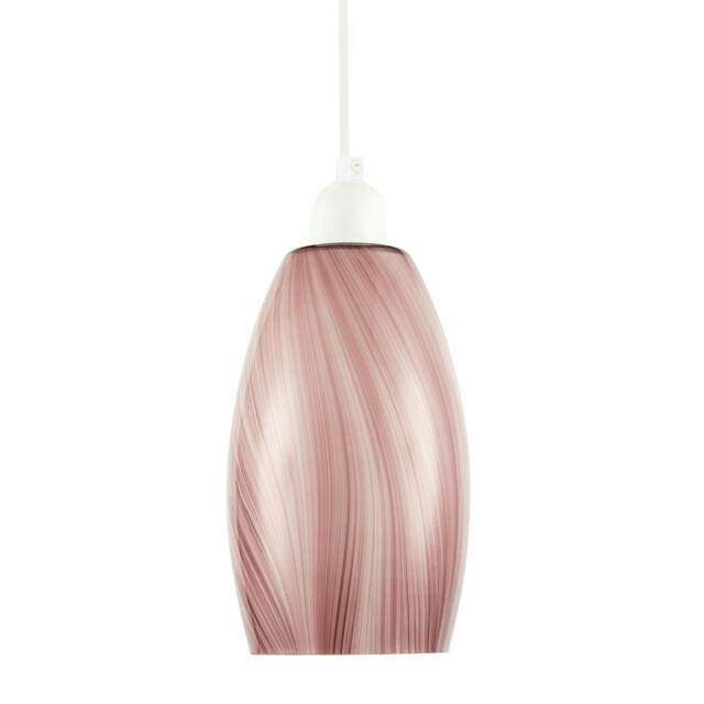 Rackhams Modern Reddish Brown Marble Stripe Effect Glass Pendant Light Shade - image 1