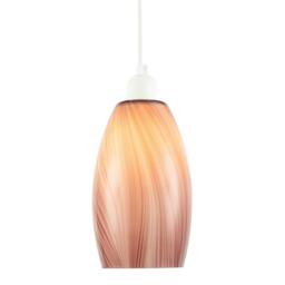 Rackhams Modern Reddish Brown Marble Stripe Effect Glass Pendant Light Shade - thumbnail 2