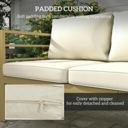 Rackhams 3 Seater Garden Bench with Cushions, Outdoor Furniture, Cream White - thumbnail 5
