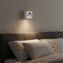Rackhams 3 Watt Square White Adjustable Wall Mounted Bedside Lamp