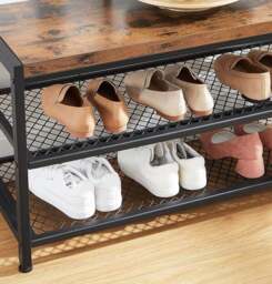 Rackhams Industrial Entryway Coat Rack with 12 Hooks and Bench - thumbnail 5