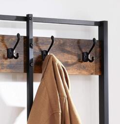 Rackhams Industrial Entryway Coat Rack with 12 Hooks and Bench - thumbnail 6
