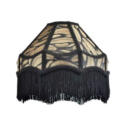 Rackhams Traditional Black Victorian Empire Pendant Shade with Tassels and Golden Leaves - thumbnail 2