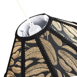 Rackhams Traditional Black Victorian Empire Pendant Shade with Tassels and Golden Leaves - thumbnail 3