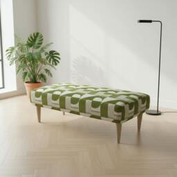 Rackhams Solid Base Fabric Footstool – UK Made Designer Bench for Living Room & Lounge - 24 x 24 Inches (61 x 61cm) - thumbnail 4