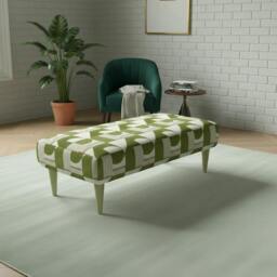 Rackhams Solid Base Fabric Footstool – UK Made Designer Bench for Living Room & Lounge - 24 x 24 Inches (61 x 61cm) - thumbnail 3