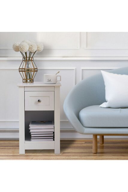 Rackhams One Drawer Small Side Table - White - image 1