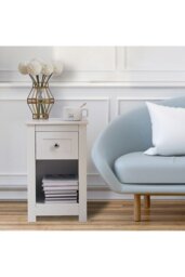 Rackhams One Drawer Small Side Table - White