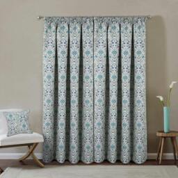"Rackhams Blue 100% Blackout Floral Thermal Pair of Curtains Tape Top Header Curtains for Living Rooms and Bedrooms - 90"" (229cm) Width x 108"" (274cm) Drop" - thumbnail 4