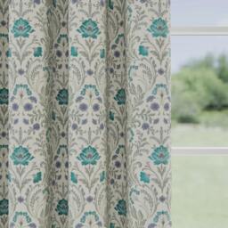 "Rackhams Blue 100% Blackout Floral Thermal Pair of Curtains Tape Top Header Curtains for Living Rooms and Bedrooms - 90"" (229cm) Width x 108"" (274cm) Drop" - thumbnail 3