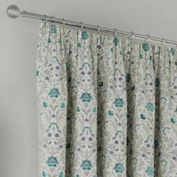 "Rackhams Blue 100% Blackout Floral Thermal Pair of Curtains Tape Top Header Curtains for Living Rooms and Bedrooms - 90"" (229cm) Width x 108"" (274cm) Drop" - thumbnail 2