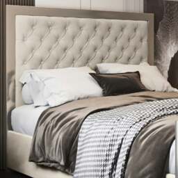 Rackhams Maddison Upholstered Soft Velvet Metal Bed Frame - Cream - Small double - Silver - thumbnail 2