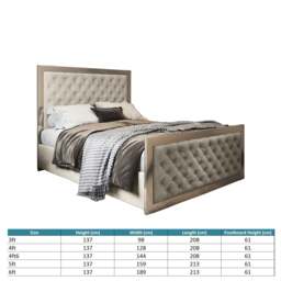 Rackhams Maddison Upholstered Soft Velvet Metal Bed Frame - Cream - Small double - Silver - thumbnail 4