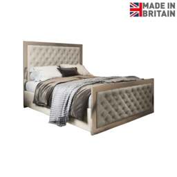 Rackhams Maddison Upholstered Soft Velvet Metal Bed Frame - Cream - Small double - Silver - thumbnail 6