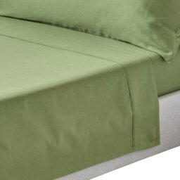Rackhams Organic 400 TC Egyptian Cotton Sateen Flat Sheet - Moss Green - King - thumbnail 1