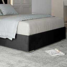 Rackhams Alison Upholstered Soft Velvet Metal Bed Frame - Black - Black - Single - thumbnail 3
