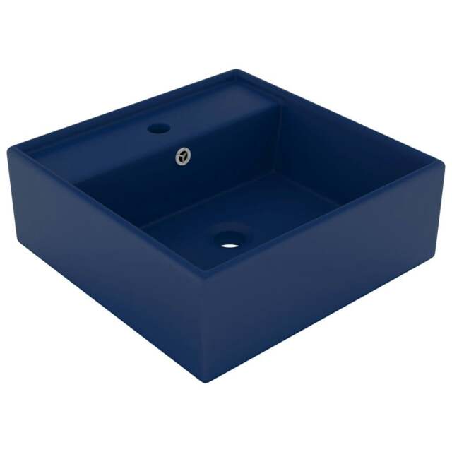 Rackhams Luxury Basin Overflow Square Matt Dark Blue 41x41 cm Ceramic