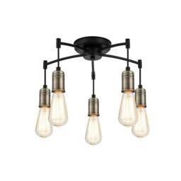 Rackhams Linton 5 Light Ceiling Light - Antique Brass - Antique Brass - thumbnail 3