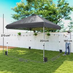 Rackhams 3 x 3 m Pop Up Gazebo w/ Wheels, One-Touch Party Tent - White - thumbnail 4