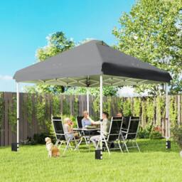 Rackhams 3 x 3 m Pop Up Gazebo w/ Wheels, One-Touch Party Tent - White - thumbnail 2