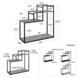 Rackhams Weston Plant Stand with 3 Shelves Black/Oak - Black - thumbnail 5