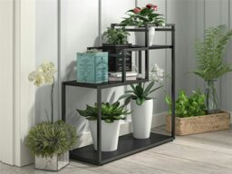 Rackhams Weston Plant Stand with 3 Shelves Black/Oak - Black - thumbnail 3