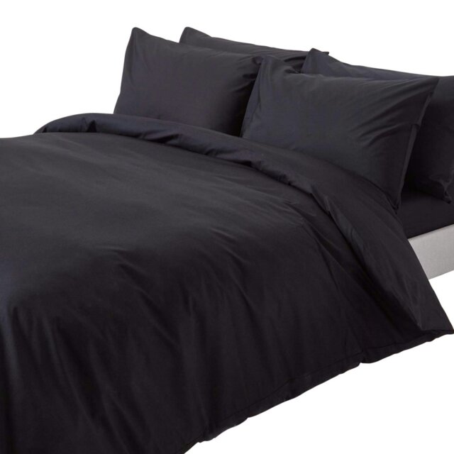 Rackhams Crisp & Cool 200 TC Egyptian Cotton Percale Duvet Cover Set - King - Black - image 1
