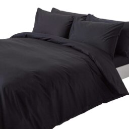 Rackhams Crisp & Cool 200 TC Egyptian Cotton Percale Duvet Cover Set - King - Black