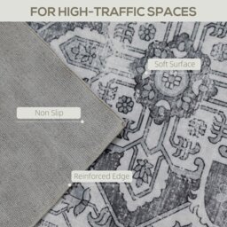 Rackhams Flannel Non-Slip Washable Rug for Living Room, 170 x 120 cm, Grey - Beige - 290W x 200D x 0.5H cm - thumbnail 4
