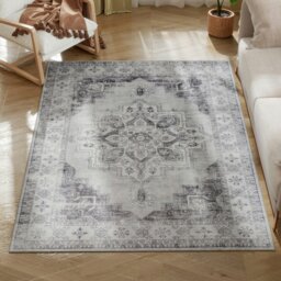 Rackhams Flannel Non-Slip Washable Rug for Living Room, 170 x 120 cm, Grey - Beige - 290W x 200D x 0.5H cm - thumbnail 2