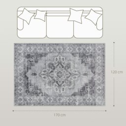 Rackhams Flannel Non-Slip Washable Rug for Living Room, 170 x 120 cm, Grey - Beige - 290W x 200D x 0.5H cm - thumbnail 6