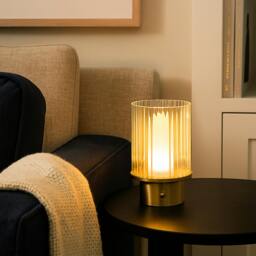 Rackhams Gold & Clear Glass LED Rechargeable Lamp