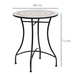 Rackhams Mosaic Table Round Ceramic Bistro Garden Furniture Side Bar Table Patio - thumbnail 5