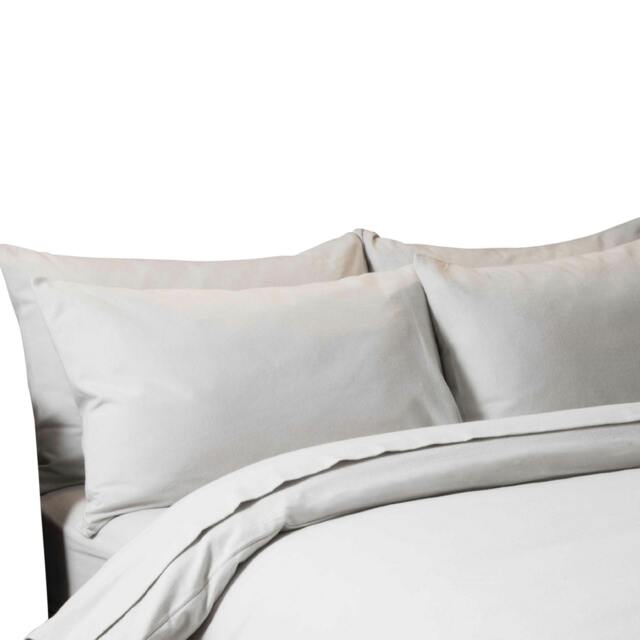 Rackhams Brushed Cotton Housewife Pillowcase (Pair) - Grey - One Size - Grey - 100% Brushed Cotton - image 1