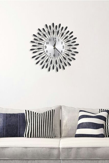 Rackhams D37.5Cm Metal Ackerly Wall Clock - Black - image 1