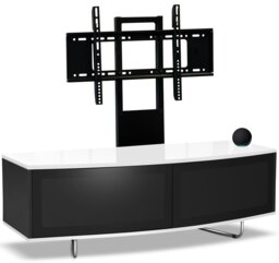 "Rackhams Caru Black White Beam-Thru Remote Friendly Super-Contemporary D Shape Design 32""-65"" LED/OLED/LCD TV Cabinet with Mounting Arm" - thumbnail 2
