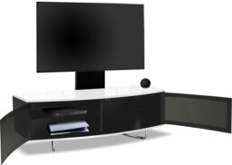 "Rackhams Caru Black White Beam-Thru Remote Friendly Super-Contemporary D Shape Design 32""-65"" LED/OLED/LCD TV Cabinet with Mounting Arm" - thumbnail 5