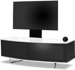 "Rackhams Caru Black White Beam-Thru Remote Friendly Super-Contemporary D Shape Design 32""-65"" LED/OLED/LCD TV Cabinet with Mounting Arm" - thumbnail 3