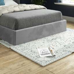 Rackhams Rana Curved Top Winged Upholstered Soft Velvet Bed Frame - Grey - Grey - Single - thumbnail 3