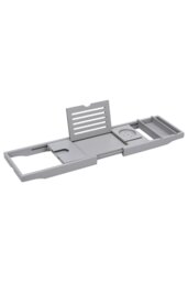 Rackhams Rustic Expandable Bamboo Wooden Bathtub Caddy Tray - Grey - thumbnail 2