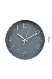 Rackhams 12-Inch Minimalist Wall Clock with Arabic Numerals - Grey - thumbnail 2