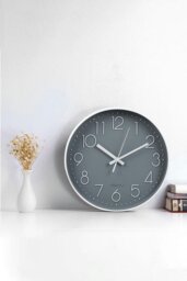 Rackhams 12-Inch Minimalist Wall Clock with Arabic Numerals - Grey - thumbnail 5