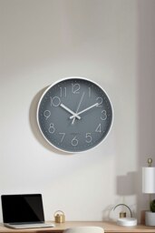 Rackhams 12-Inch Minimalist Wall Clock with Arabic Numerals - Grey - thumbnail 4